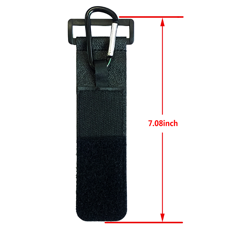 Black releasable baby stroller hook with strap