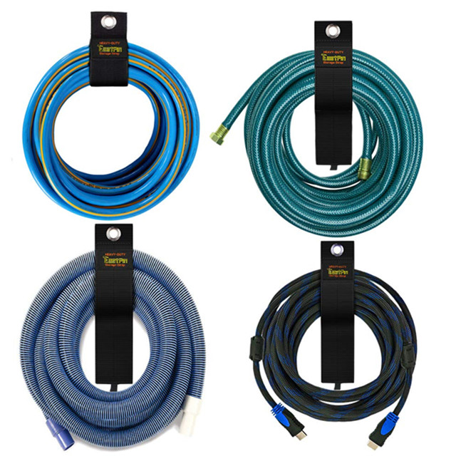 Heavy-duty storage hook and loop strap extension cord holder organizer for cables