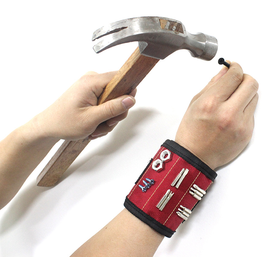 Factory supply Special Hook and Loop Magnetic Wristband Strap For Holding Screws and Tools