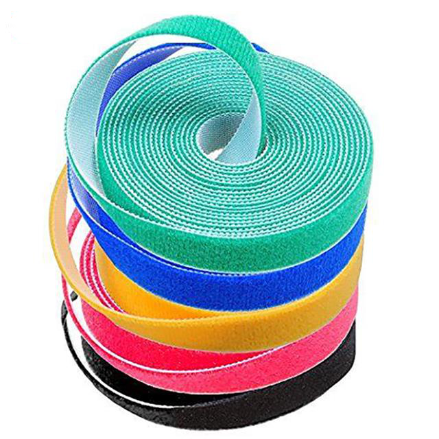 Customized double side back to back hook and loop cable ties roll