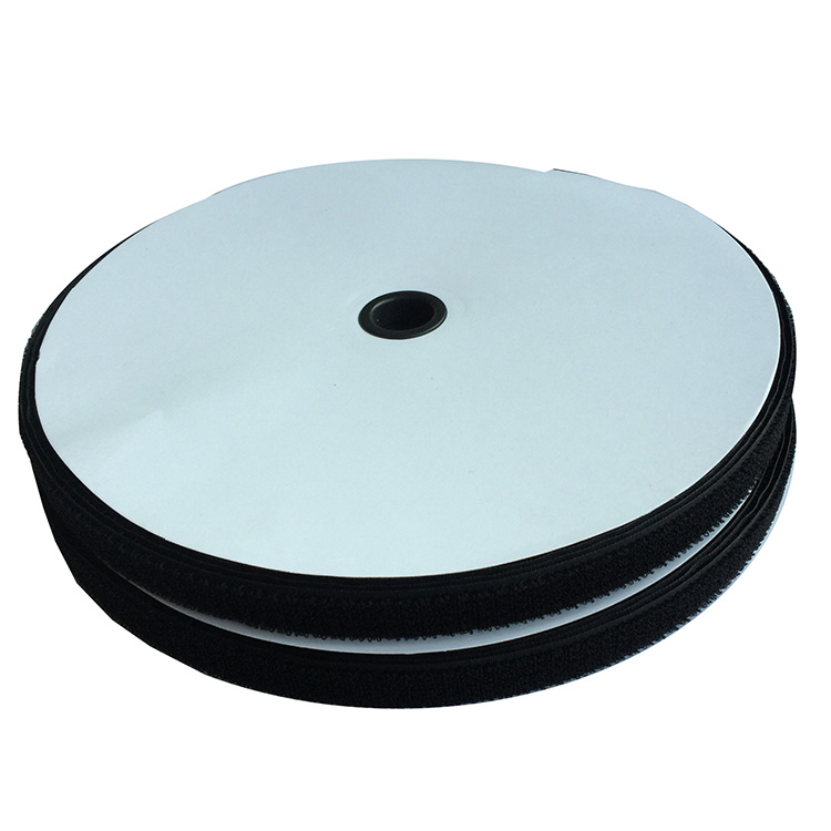 black and white reusable single sided hook & loop fastener tape in knitted fabric