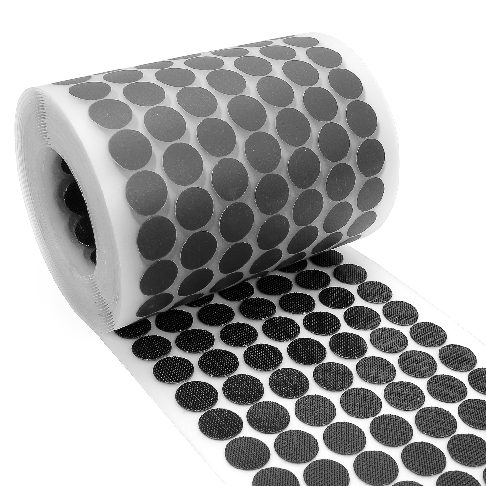 Round Dots Self Adhesive Type White Black Polka Rectangular Hook And Loop Dot Polyester Coins