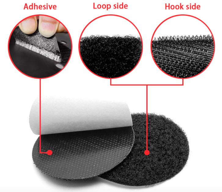Adhesive back firm hook loop Square Round hook and loop dot
