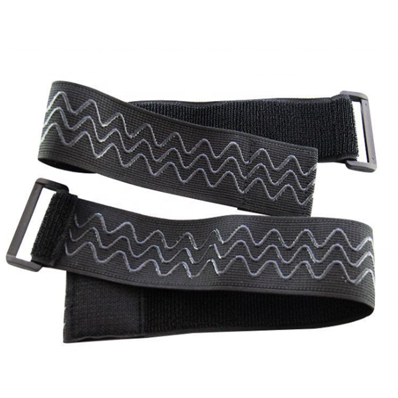 Anti-skid Silicone Elastic black hook and loop strap