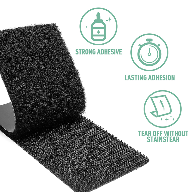 Super strong self adhesive hook and loop fastener black die-cut double sided adhesive tape
