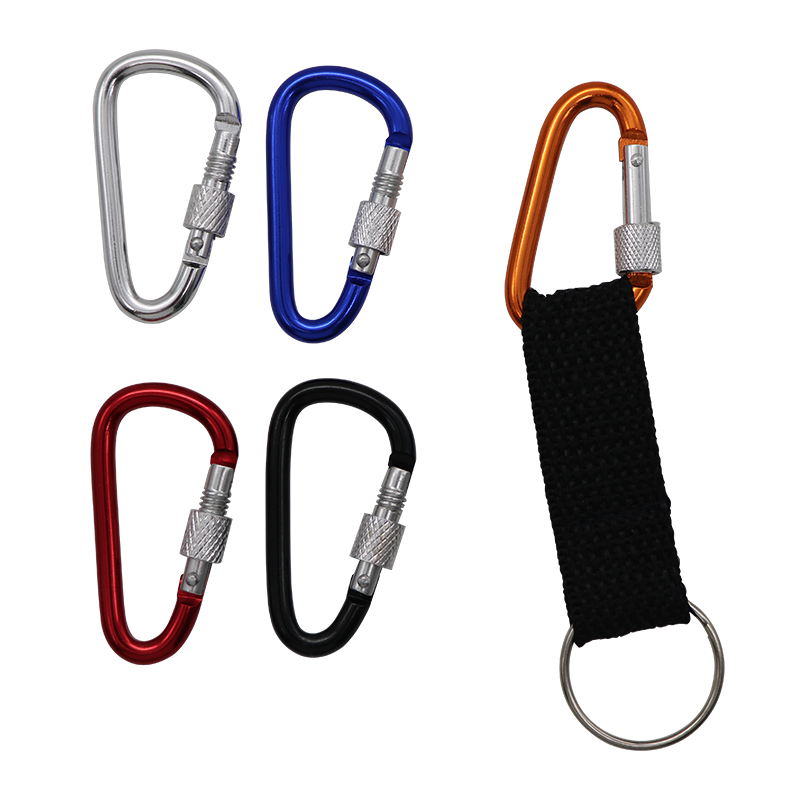 Free Samples Climbing Aluminum Carabiner D-Ring Carabiner Hook Short Lanyard Strap With Bottle Opener