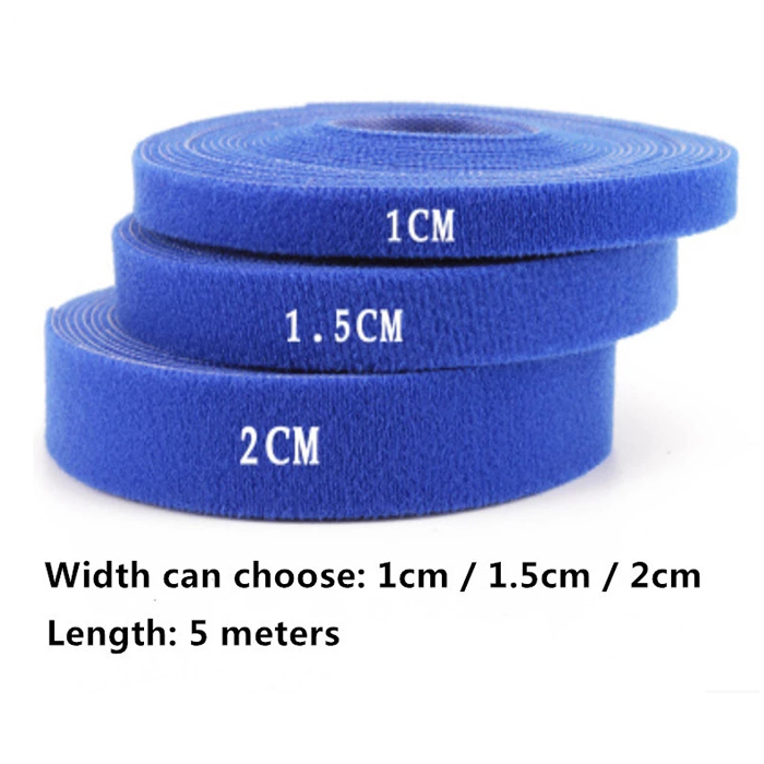 5m/roll Nylon Fastener Hook and Loop Strap Cord Cable Ties Organizer