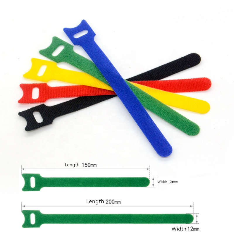 Custom double side hook and loop cable tie