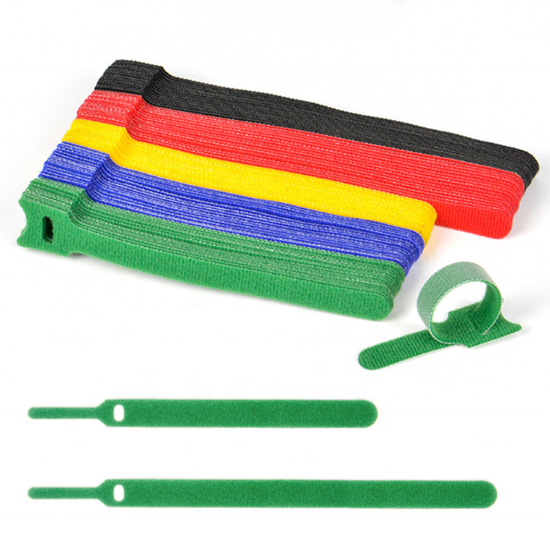Custom double side hook and loop cable tie