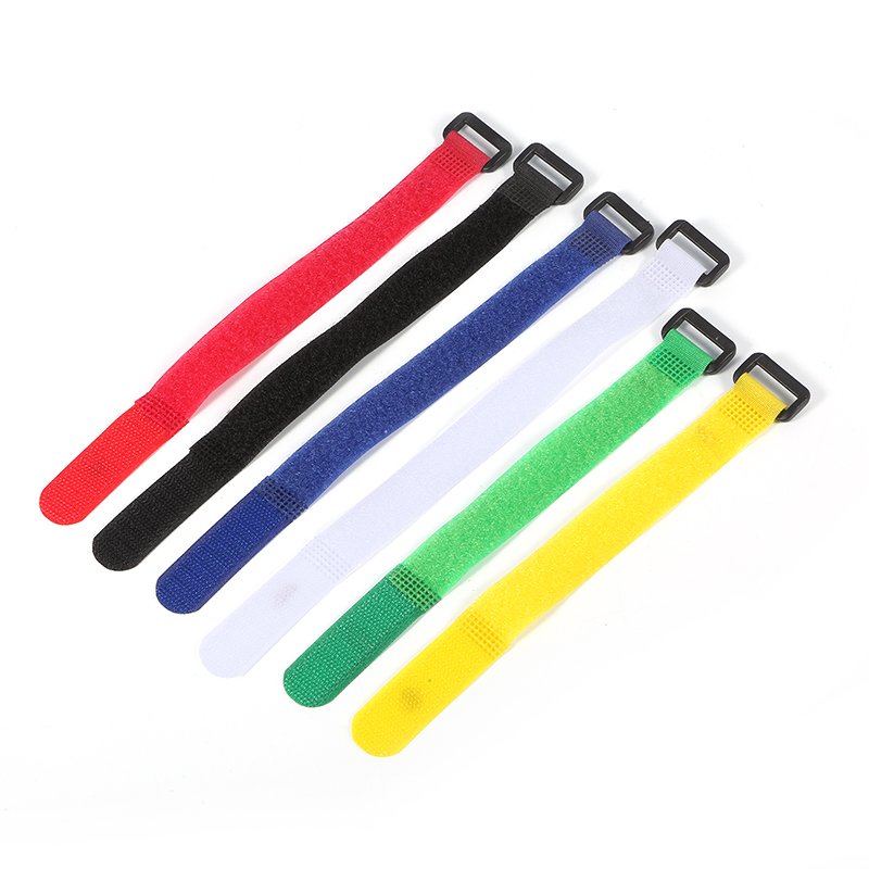 Durable Colorful Sticky Nylon Tape Adjustable Elastic Hook and Loop Strap with Buckle