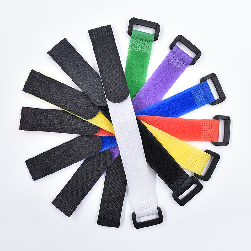 Custom logo hook and loop straps with buckle reusable self-lock cinch strap