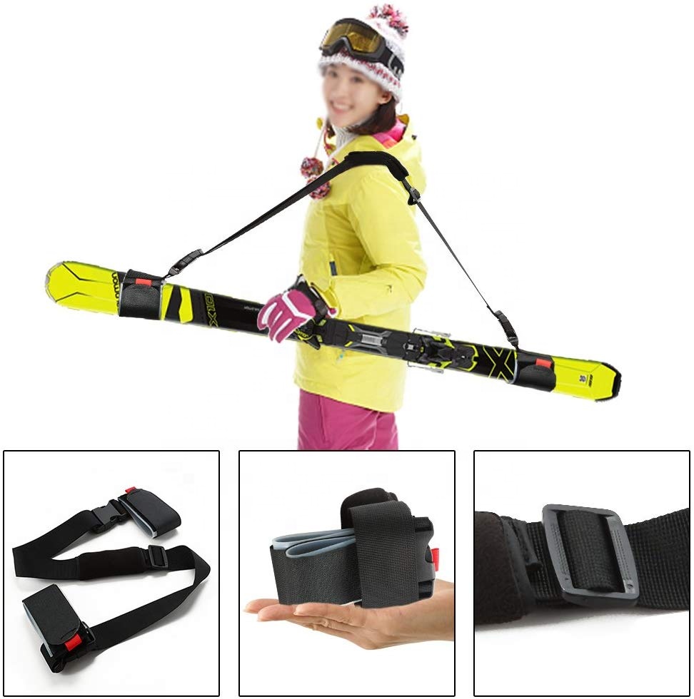Adjustable Size Nylon Hook And Loop Alpine Ski Carry Strap Ski Shoulder Strap