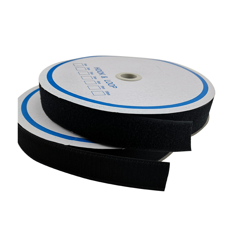 Factory customize size High quality soft black tape sewing hook and loop tape fastening strap
