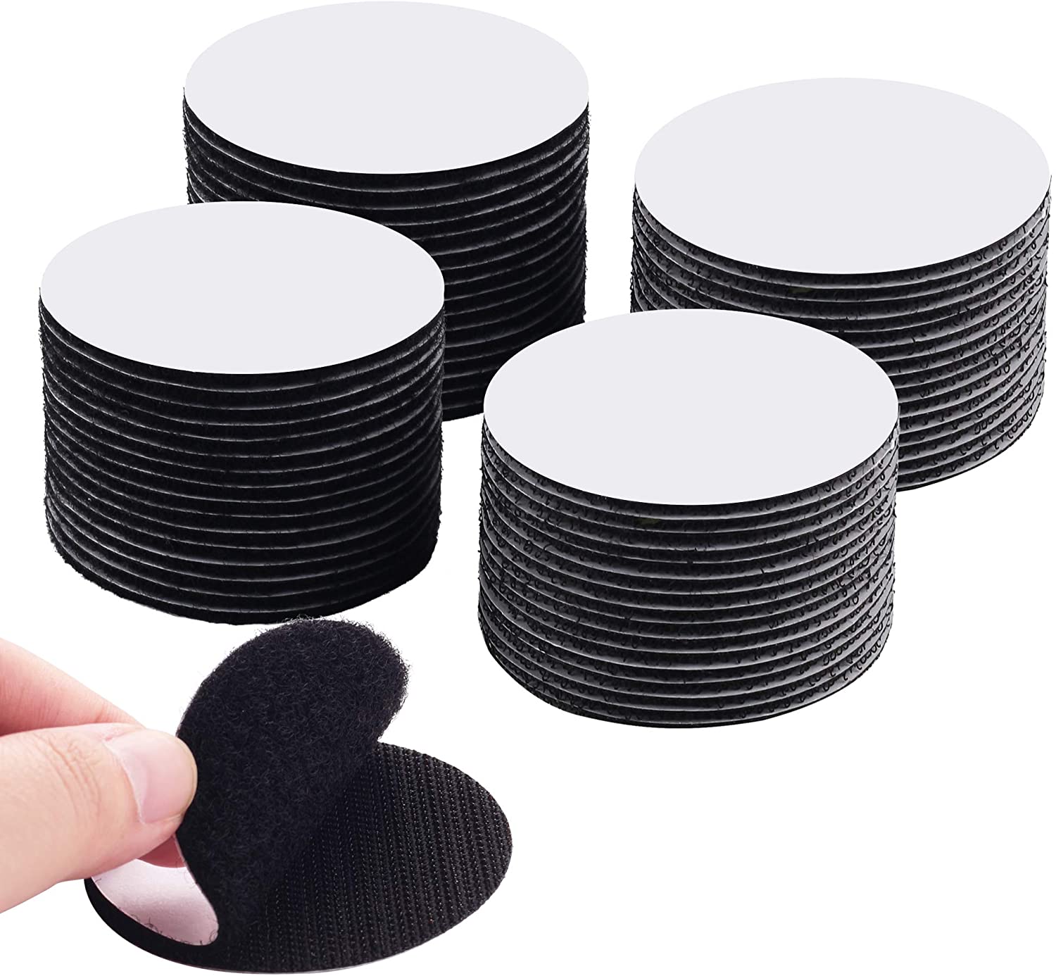 Black white round hook and loop OEM size Self adhesive hook and loop dot