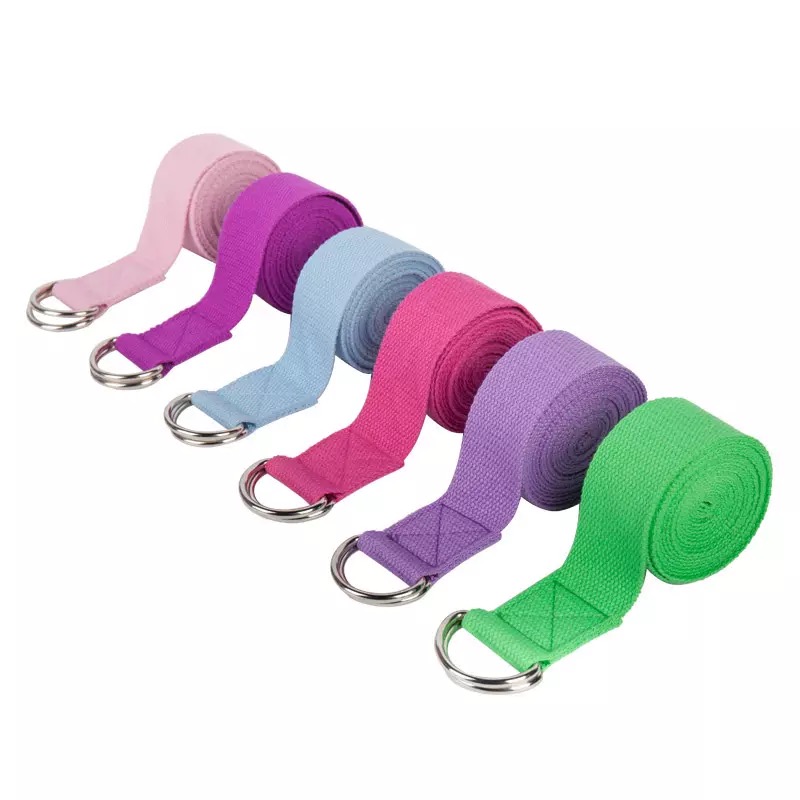 Custom High Quality Safe cotton yoga strap Belt Adjustable D-ring Fabric Exercise Yoga Pull Straps
