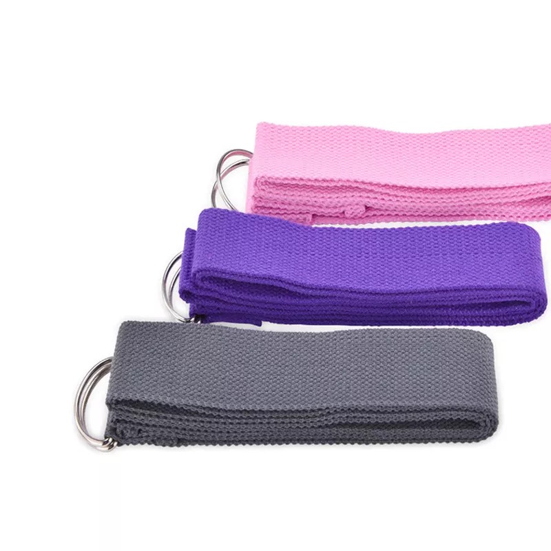 Custom High Quality Safe cotton yoga strap Belt Adjustable D-ring Fabric Exercise Yoga Pull Straps