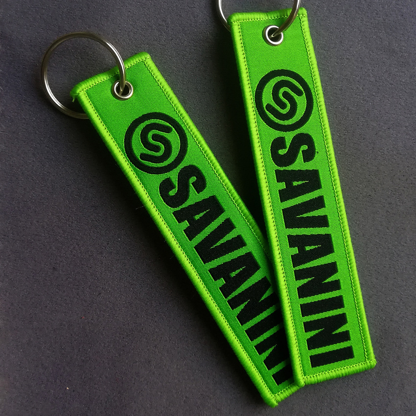 Factory customized double-sided woven mark embroidery Flightstrap keychain